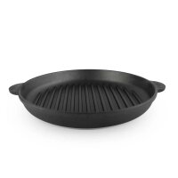 Ø26-30 cm Grillpfanne aus Gusseisen Bräter Schmortopf zwei Griffe Servierpfanne Grill