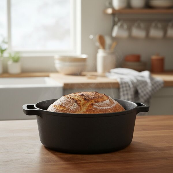 Ø28cm Topf Gusseisen 6L mit Deckel aus Gusseisen Gusseisentopf Brotbacken Kochtopf