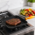 Grillpfanne 28 cm Gusseisen Steakpfanne Bratpfanne Holzgriff Gasgrill Induktion Pfanne