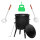 Ø40cm Uchag 2mm Stahl 12L Kazan Gusseisen Feuerstelle Kasan WOK Campingofen Utschak Utschag Feldküche Außenküche Eintopfofen mit Schaumkelle Suppenkelle Grillfächer