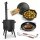 Utschak Ø40cm 2mm Stahl Feuerofen mit Abzugsrohr Aschekasten Gusseisen Kazan 12L Set Outdoor Küche Campingofen Feldküche Dutch Oven BBQ Lagerfeuer Eintopfofen