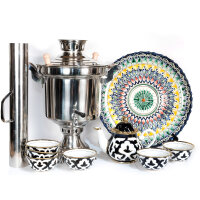 Set Holzfeuer-Samowar 5 Liter aus Edelstahl mit...
