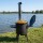 Premium Komplettset Uchag Feuerstelle 15L Gusseisen Kazan 2mm Stahl Outdoor Ofen Feldküche Plov Kessel Camping Grill Gulaschkessel Kazan Set Garten Feuerofen