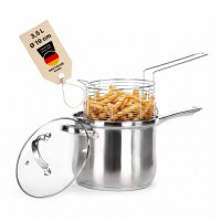 Frittiertopf 3,5 L Edelstahl Fritteuse mit Frittierkorb...