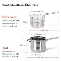 Frittiertopf 3,5 L Edelstahl Fritteuse mit Frittierkorb...