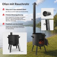 Utschak Set 40 cm 12 L Gusseisen Kazan Kasan Feuerofen Feldküche Dutch Oven Grillpfanne Outdoor Küche Plov Topf Gusseisentopf