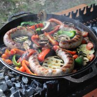 Utschak Set 40 cm 12 L Gusseisen Kazan Kasan Feuerofen Feldküche Dutch Oven Grillpfanne Outdoor Küche Plov Topf Gusseisentopf