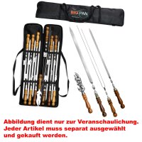 Tasche für 12 Spieße, Spieße in verschiedenen Größen zur Auswahl BBQ Edelstahlspieß mit Holzgriff