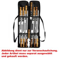 Tasche für 12 Spieße, Spieße in verschiedenen Größen zur Auswahl BBQ Edelstahlspieß mit Holzgriff