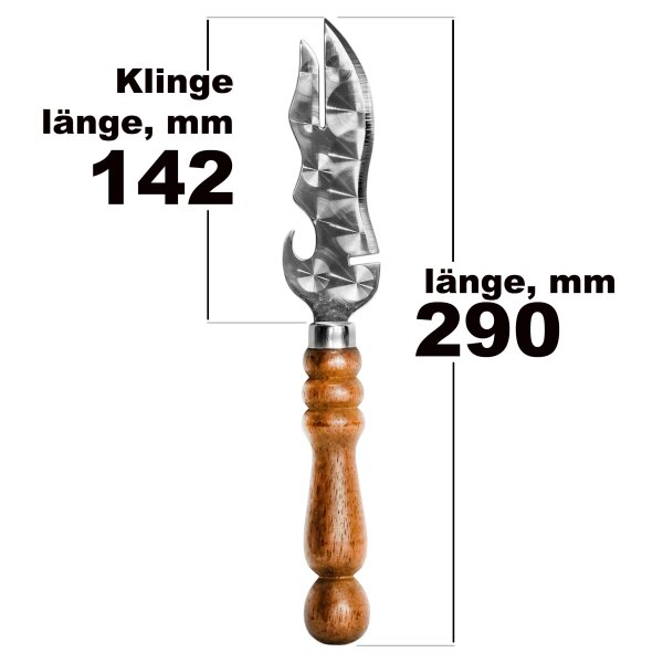 BBQ Grillmesser aus Edelstahl mit Holzgriff, 142 mm Klinge, 290 mm Länge