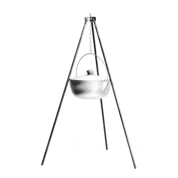 Kasan 2 L Aluminium Dreibein Gestell Stahl Camping Schwenktopf Gulaschkessel outdoor Kazan mit Bügel und Deckel