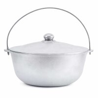 Kasan 2 L Aluminium Dreibein Gestell Stahl Camping Schwenktopf Gulaschkessel outdoor Kazan mit Bügel und Deckel