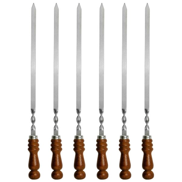1-10 stück BBQ Edelstahlspieß mit Holzgriff 60cm lang 1,2cm breit 3mm Stark Grillspiesse