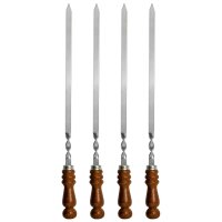 4 stk. set BBQ Edelstahlspieß mit Holzgriff 60cm...