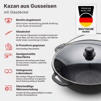 Komplettset 12 L Uchag 2 mm Stahl mit Abzugsrohr Adapterringe Kazan Glasdeckel - Utschak Feldküche Feuerstelle Campingofen Außenküche Eintopfofen