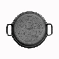 Ø36cm Uchag 2mm stahl Utschak-Ofen 8L  Gusseisen Kasan Deckel Bratpfanne Pfanne Utschag Feldküche Feuerstelle Campingofen Außenküche Eintopfofen Schaumkelle Grillfächer