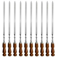 10 stk. set BBQ Edelstahlspieß mit Holzgriff 65cm...