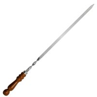 10 stk. set BBQ Edelstahlspieß mit Holzgriff 65cm lang 1,2cm breit 3mm Stark Grillspiesse