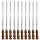 10 stk. set BBQ Edelstahlspieß mit Holzgriff 65cm lang 1,2cm breit 3mm Stark Grillspiesse