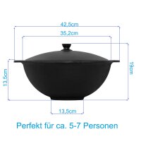 Ø36cm Uchag 2mm stahl Gasbrenner 8L Kazan Utschak Utschag Feldküche Kasan (flacher boden) Feuerstelle Campingofen Außenküche Eintopfofen mit Schaumkelle Suppenkelle Grillfächer