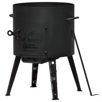 Ø41cm Uchag 2mm stahl Gasbrenner 12L Kazan Utschak Utschag Feldküche Kasan (flacher boden) Feuerstelle Campingofen Außenküche Eintopfofen mit Schaumkelle Suppenkelle Grillfächer