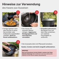 Komplettes Outdoor Kochset 15L – Gusseisen Kazan, Feuerstelle Utschak & Zubehör Set für Camping Garten Feldküche