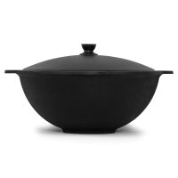 Ø36cm Uchag 2mm stahl mit Abzugsrohr Gasbrenner 8L Kazan Utschak Utschag Feldküche Kasan (flacher boden) Feuerstelle Campingofen Außenküche Eintopfofen mit Schaumkelle Suppenkelle Grillfächer