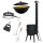 Ø40cm Uchag 2mm stahl mit Abzugsrohr Gasbrenner 12L Kazan Utschak Utschag Feldküche Kasan (flacher boden) Feuerstelle Campingofen Außenküche Eintopfofen mit Schaumkelle Suppenkelle Grillfächer