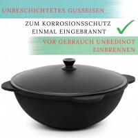 Ø40 Uchag 2mm Stahl mit Abzugsrohr Gasbrenner 12L Kazan WOK Feldküche Kasan Utschak Utschag Feuerstelle Campingofen Außenküche Eintopfofen mit Schaumkelle Suppenkelle