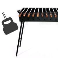 Klappbarer Schaschlikgrill 60 cm aus 2 mm Stahl, Holzkohlegrill mit 9 Edelstahlspießen mit Holzgriff & Grillfächer BBQ Mangal