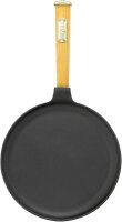 Pfannkuchen Bratpfanne Gusseisen 24 cm Holzgriff abschraubbar 4-teiliges Silikon-Zubehörset – Perfektes Set für Pfannkuchen Crêpes Omeletts