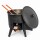 Outdoor Kochset mit Feuerstelle Ø44 cm 2 mm Stahl Gusseisen Kasan 16L aus Namangan mit Aluminiumdeckel Gasbrenner Dutch Oven Set Schaumkelle Suppenkelle