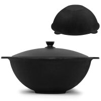 Uchag Ø49 cm 2mm stahl Utschak mit Gasbrenner 22L Kazan flacher Boden WOK Deckel Kasan Utschag Feldküche Feuerstelle Campingofen Außenküche Eintopfofen