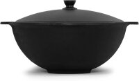 Kasan Gusseisen 12L mit Aluminium Deckel flacher Boden Schaumkelle Lagan handbemalt Original Usbekistan Kochset für Plov Wok Grill