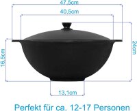 Kasan Gusseisen 12L mit Aluminium Deckel flacher Boden Schaumkelle Lagan handbemalt Original Usbekistan Kochset für Plov Wok Grill