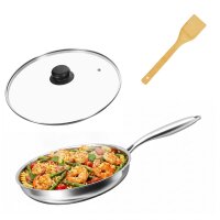 Bratpfanne Edelstahl 28 cm mit Glasdeckel und...