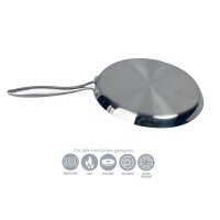Bratpfanne Edelstahl 28 cm mit Glasdeckel und Pfannenwender Universalpfanne Unbeschichtet Induktion Profi Hochwertige Edelstahlpfanne 18/10 Edelstahl für alle Herdarten geeignet
