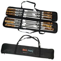 Set aus 12 Schaschlikspießen mit Tasche Schampura Grillspieße aus Edelstahl Fleischspieße BBQ Lagerfeuer Spieße