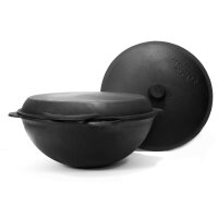 8-22 L Kazan Deckelbratpfanne aus Gusseisen mit Aluminium Deckel  Pfannenschaufel Schwenktopf NAMANGAN (flacher Boden) Uzbek Camping Kasan Uzbekisch Cast Iron KESSEL Usbek Asia Topf