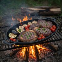 8-22 L Kazan Deckelbratpfanne aus Gusseisen mit Aluminium Deckel  Pfannenschaufel Schwenktopf NAMANGAN (flacher Boden) Uzbek Camping Kasan Uzbekisch Cast Iron KESSEL Usbek Asia Topf