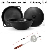 22 L Kazan Deckelbratpfanne aus Gusseisen mit Aluminium...