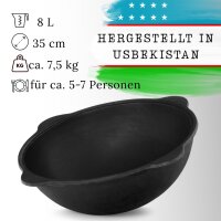 8L Kazan Deckelbratpfanne aus Gusseisen mit Aluminium Deckel  Pfannenschaufel Schwenktopf NAMANGAN Uzbek Camping Kasan Uzbekisch Cast Iron KESSEL Usbek Asia Topf 8 L