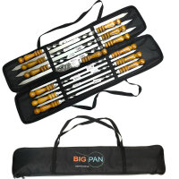 Set aus 12 Schaschlikspießen mit Tasche Schampura Grillspieße aus Edelstahl Fleischspieße BBQ Lagerfeuer Spieße