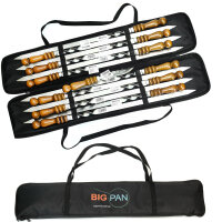 Set aus 12 Kebab Schaschlikspießen mit Tasche Schampura Grillspieße aus Edelstahl Fleischspieße BBQ Lagerfeuer Spieße