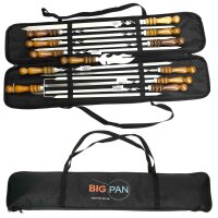 Set aus 11 Schaschlikspießen mit Tasche Kebab Schampura Grillspieße aus Edelstahl Fleischspieße BBQ Lagerfeuer Spieße