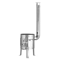 Utschak Edelstahl mit 10L Kazan Gusseisen Aludeckel Pfannenwender Kasan Eintopfofen Gulaschkanone Uchag Campingofen BBQ