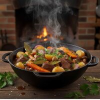 12-15 L Kasan Poliert Gusseisen Deckel Schwenktopf Kazan Campingtopf Kessel