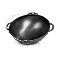Variation: Premium Gusseisen Kazan 12L oder 15L professionell eingebrannt mit Gusseisendeckel Schwenktopf Kasan Campingtopf Kessel