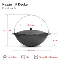 Premium Gusseisen Kazan 12L professionell eingebrannt mit...