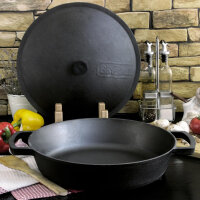 Ø28 - 36 cm  Gusseisenpfanne mit Deckel aus Gusseisen Bräter Schmortopf aus Gusseisen zwei Griffe Servierpfanne